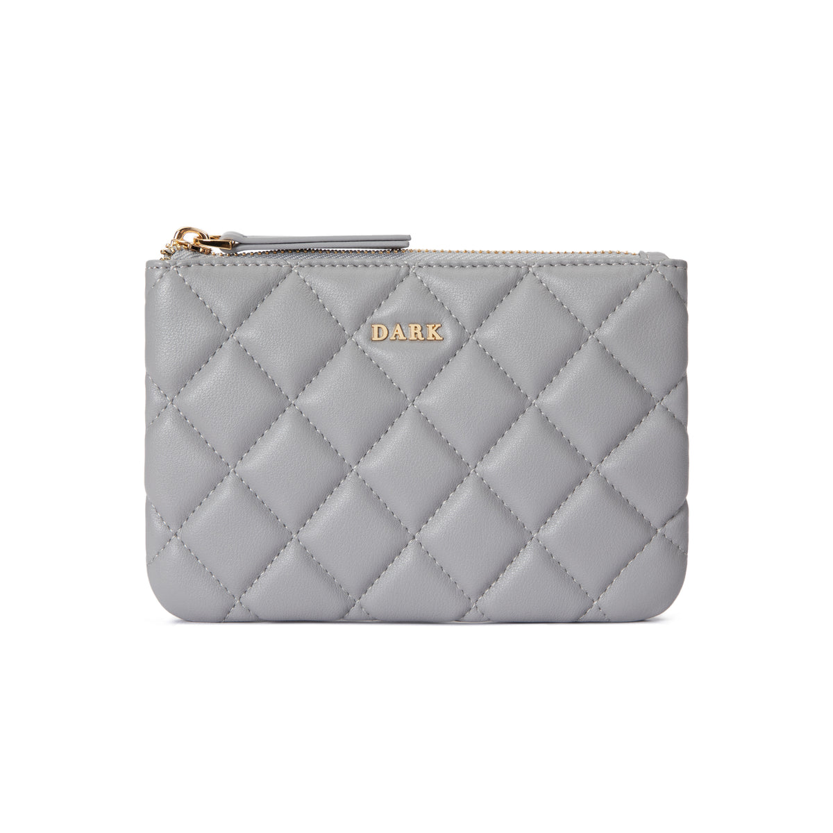 LEATHER QUILTED SMALL POUCH GREY