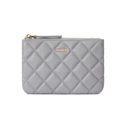 LEATHER QUILTED SMALL POUCH GREY