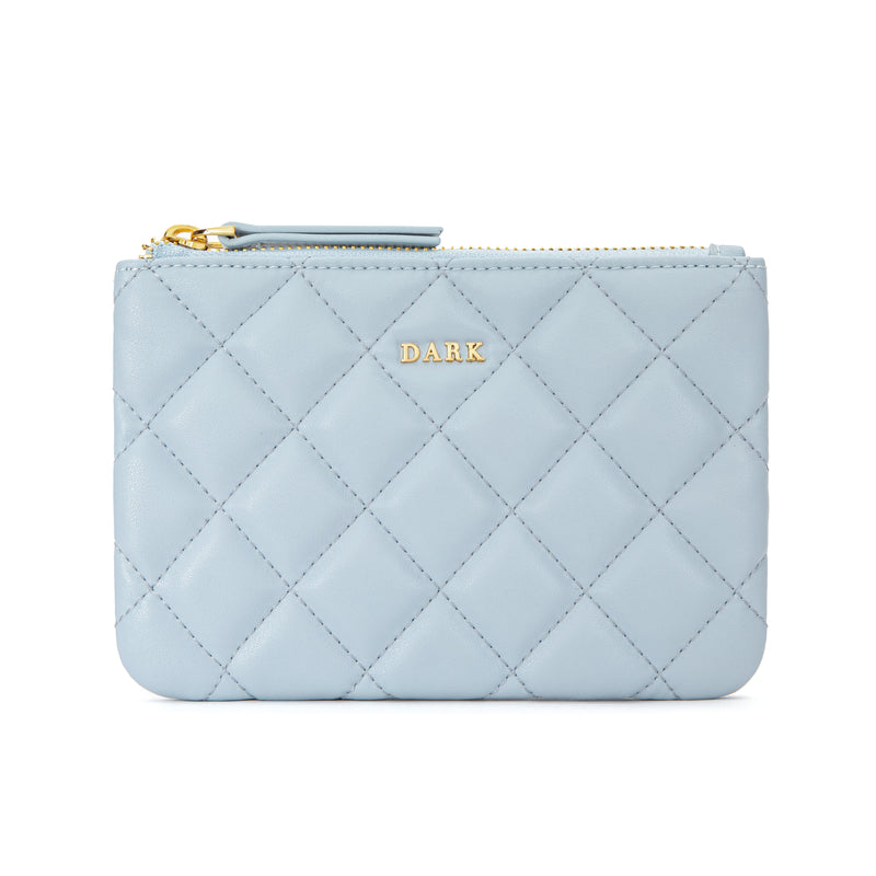 LEATHER QUILTED SMALL POUCH IBIZA BLUE