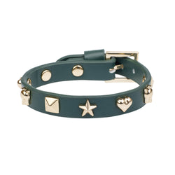 LEATHER SIGN STUD BRACELET PINE