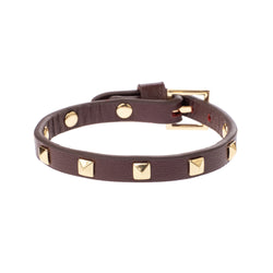 LEATHER STUD BRACELET MINI MAROON