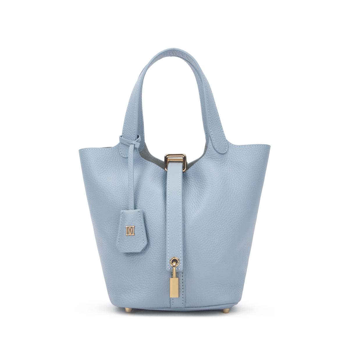 LEATHER BUCKET BAG MINI LIGHT BLUE