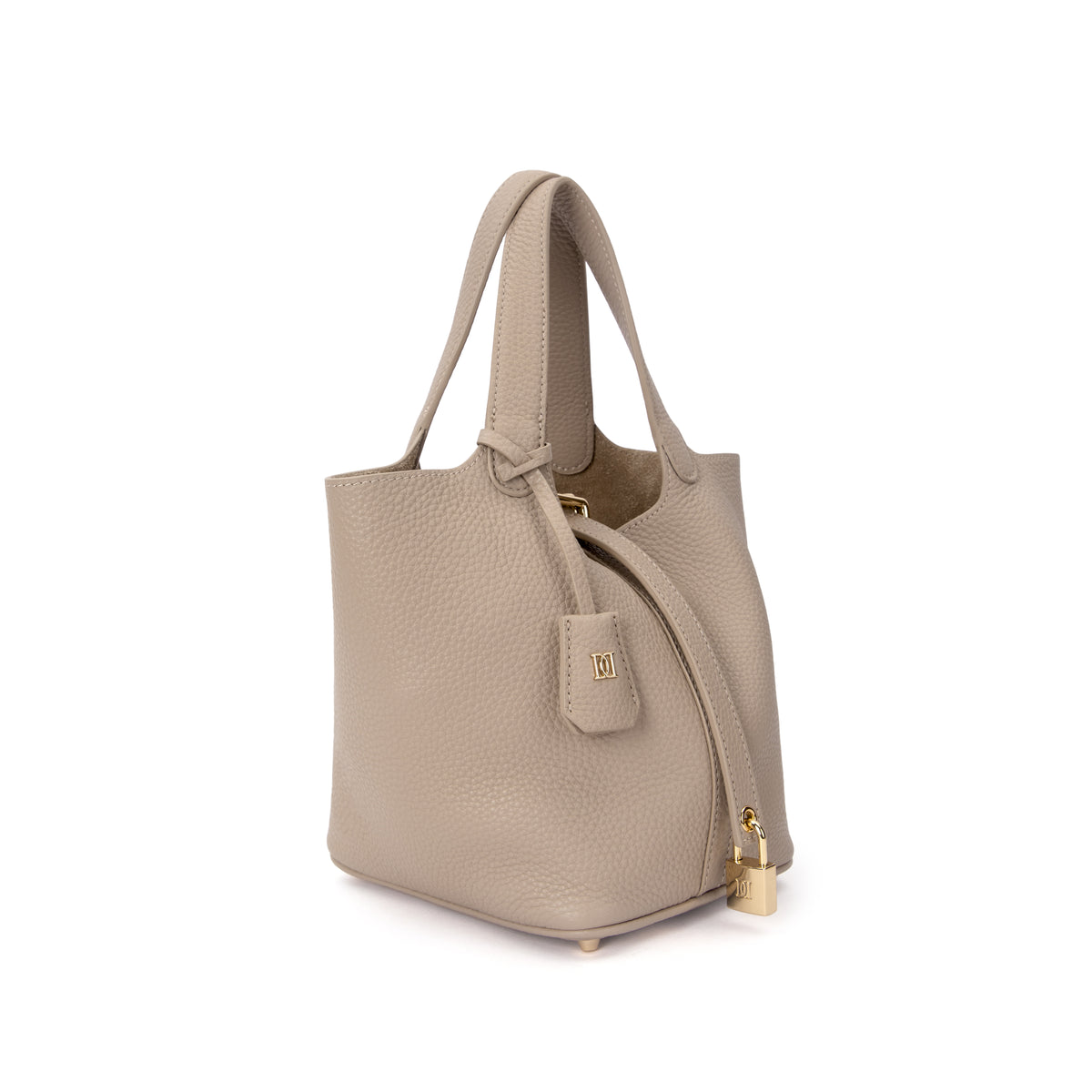 LEATHER BUCKET BAG MINI DARK SAND