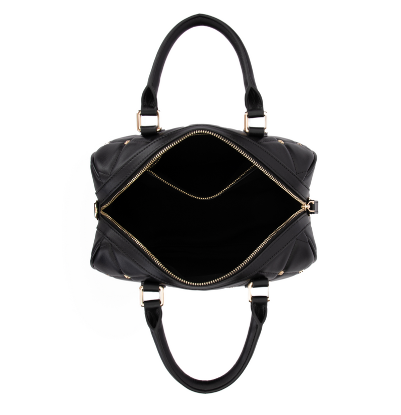LEATHER QUILTED BOWLER BAG SMALL W/SIGN STUDS