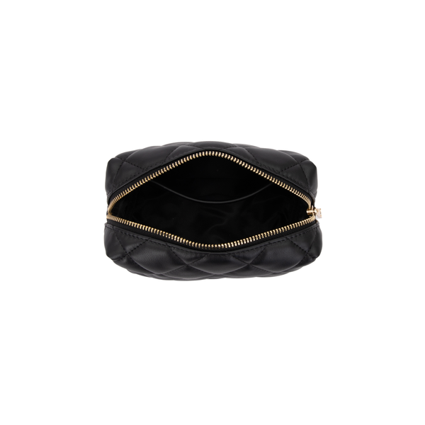 LEATHER QUILTED MAKE-UP POUCH SMALL BLACK
