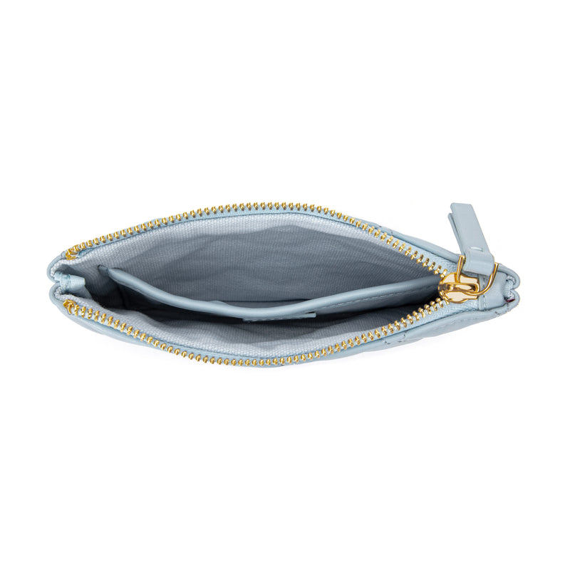 LEATHER QUILTED SMALL POUCH IBIZA BLUE