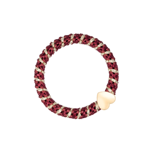 FAT HAIR TIE MAROON GLITTER MIX W/HEART