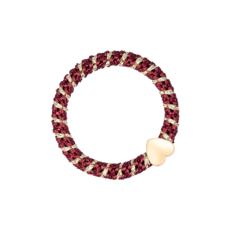FAT HAIR TIE MAROON GLITTER MIX W/HEART