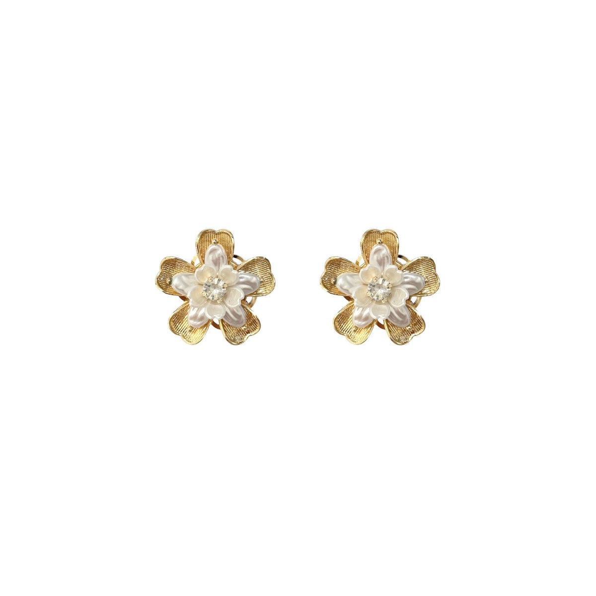 METAL & PEARL FLOWER BUTTON COVERS GOLD