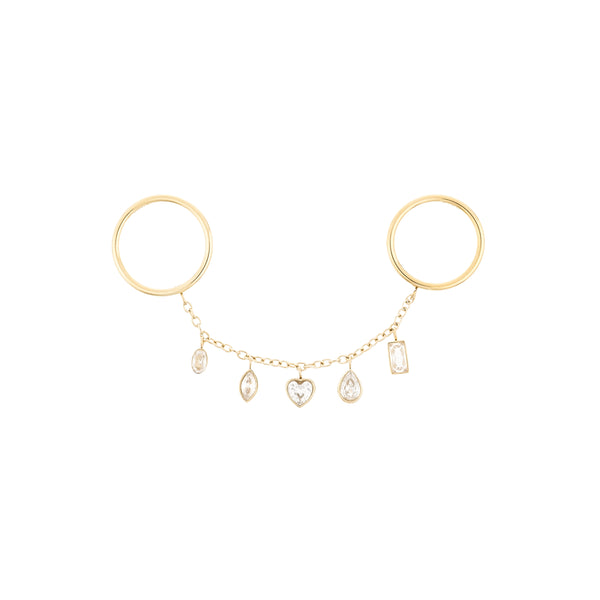 MULTISHAPED CRYSTAL DOUBLE RING
