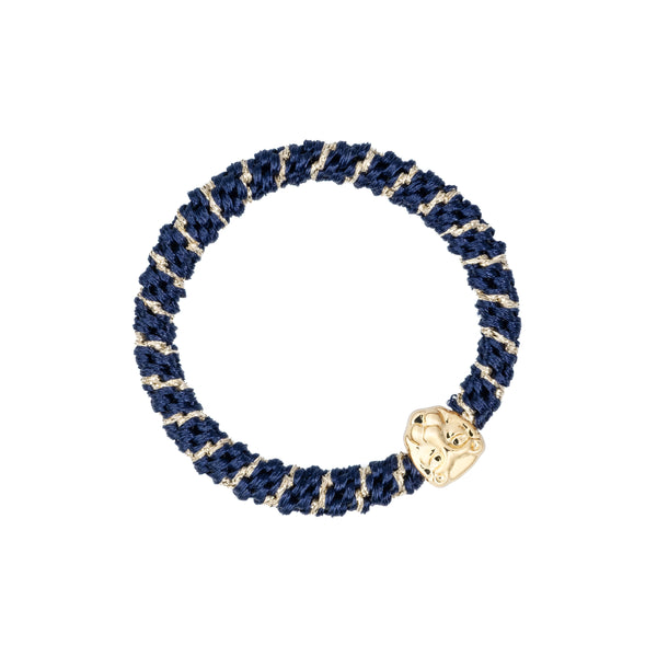 FAT HAIR TIE NAVY BLUE STRIPE W/LION