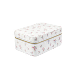 VELVET JEWELLERY BOX OFF WHITE BUTTERFLY PATTERN