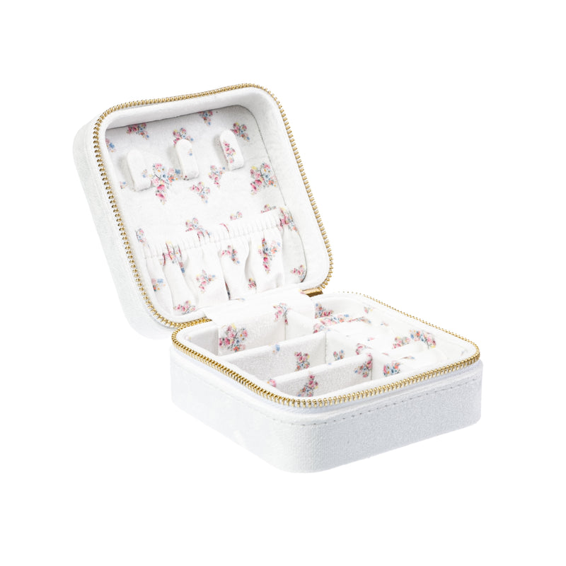 VELVET JEWELLERY BOX MINI OFF WHITE W/BUTTERFLY
