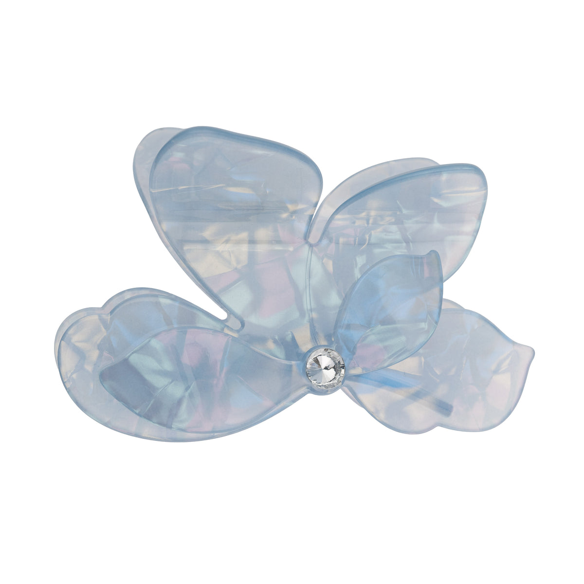 ORCHID FLOWER HAIR CLAW COOL BLUE W/CRYSTAL