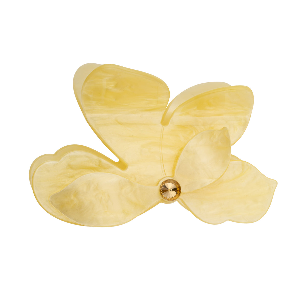 ORCHID FLOWER HAIR CLAW PALE YELLOW W/PALE YELLOW
