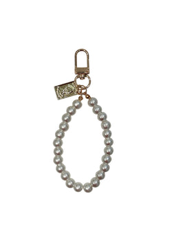 PEARL BAG CHARM WHITE PEARL W/SQUARE CHARM