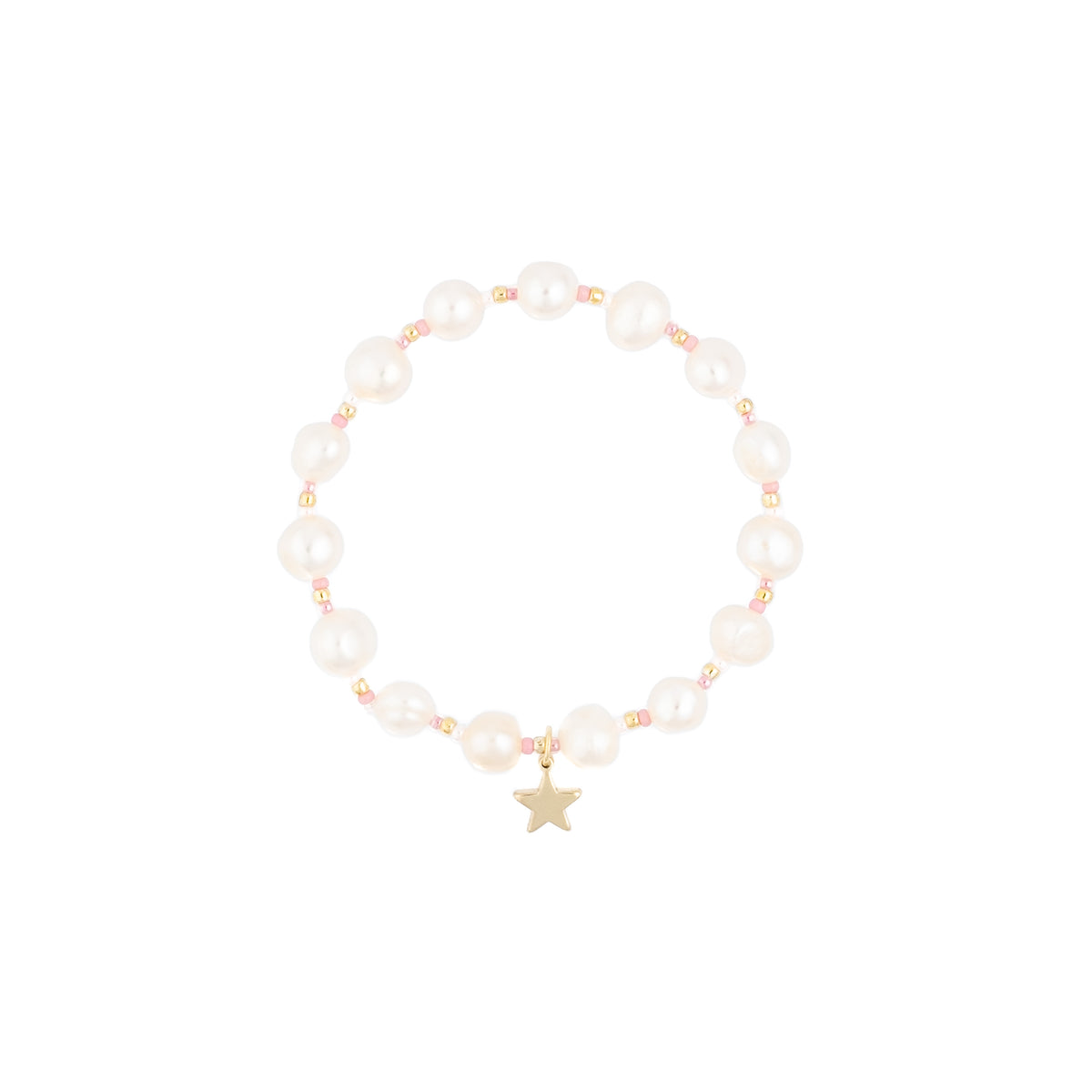 PEARL BEAD NECKLACE W/GLASS BEADS LIGHT ROSE PEARL BEAD NECKLACE W/GLASS BEADS LIGHT ROSE