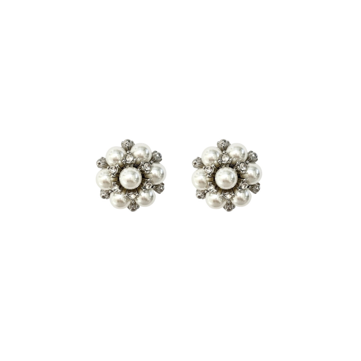 PEARL VINTAGE FLOWER BUTTON COVERS SILVER