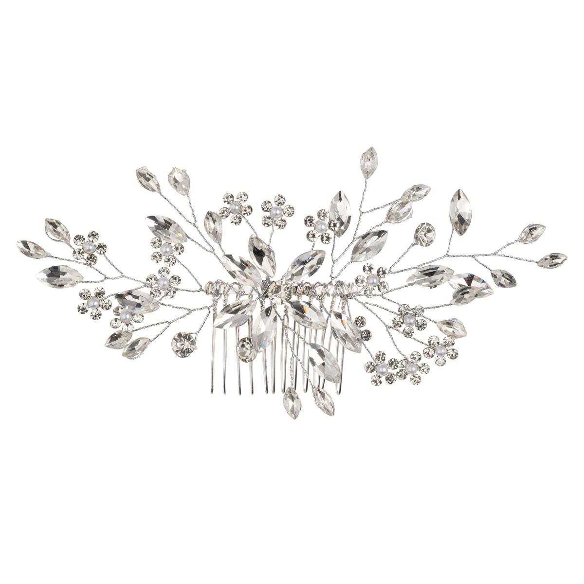 PEARL & CRYSTAL FLORAL HAIR PIN