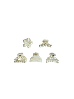 5 PK PEARL HAIR CLAW MINI