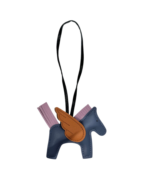 PONY BAG CHARM BLUE W/BROWN & PALE ROSE