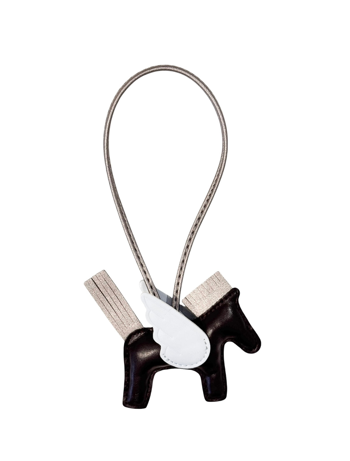 PONY BAG CHARM CHOCOLATE BROWN W/COOL BLUE & SPARKLED WARM TAUPE