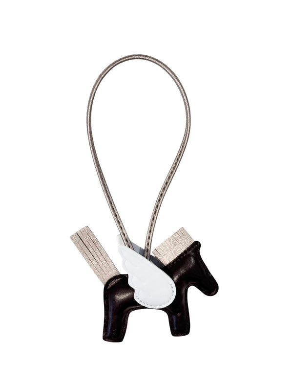 PONY BAG CHARM CHOCOLATE BROWN W/COOL BLUE & SPARKLED WARM TAUPE