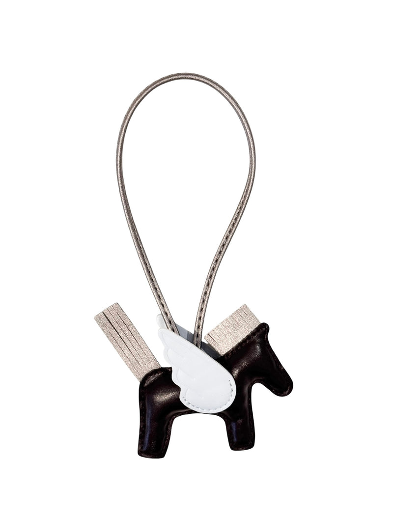 PONY BAG CHARM CHOCOLATE BROWN W/COOL BLUE & SPARKLED WARM TAUPE