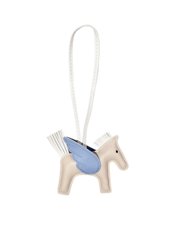 PONY BAG CHARM SAND W/BLUE & WHITE