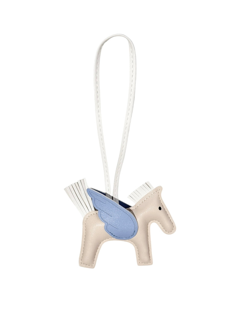 PONY BAG CHARM SAND W/BLUE & WHITE