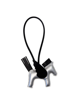 PONY BAG CHARM SILVER W/BLACK