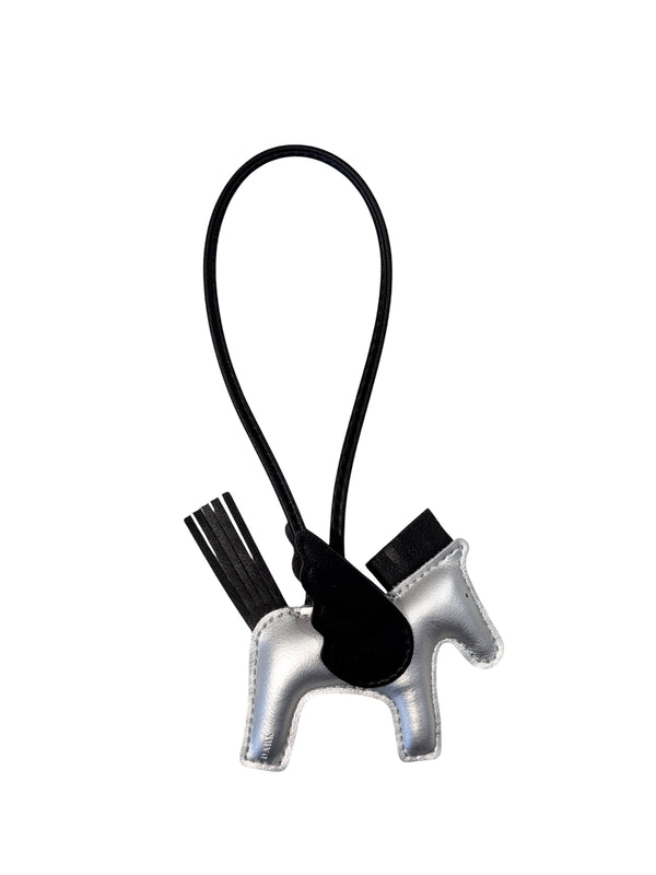 PONY BAG CHARM SILVER W/BLACK