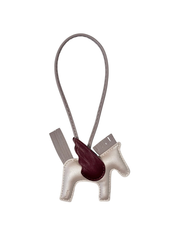 PONY BAG CHARM SPARKLED SAND W/MAROON & WARM TAUPE