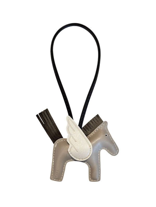 PONY BAG CHARM WARM TAUPE W/SPARKLED SAND & CHOCOLATE BROWN