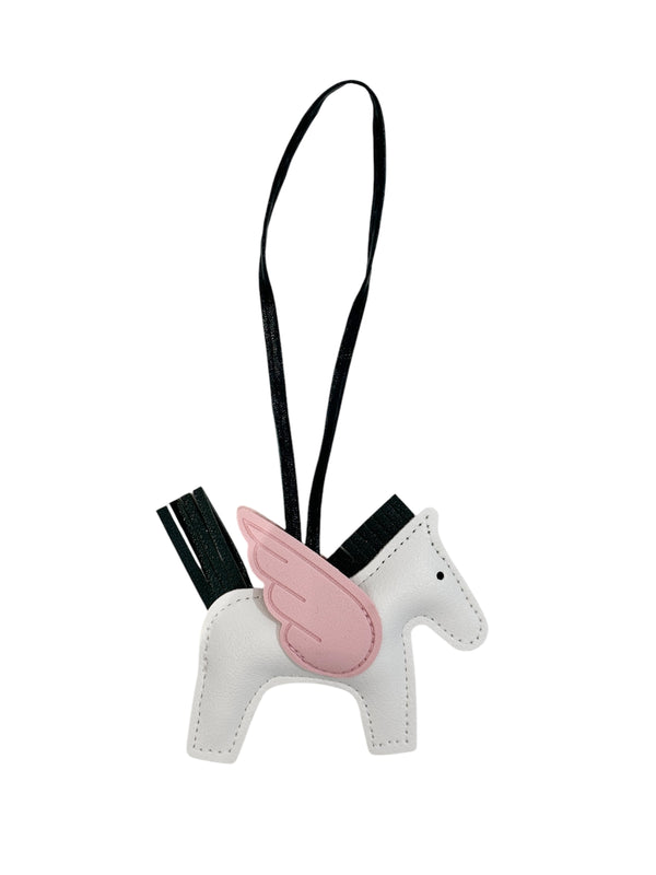 PONY BAG CHARM WHITE W/PALE ROSE & GREY