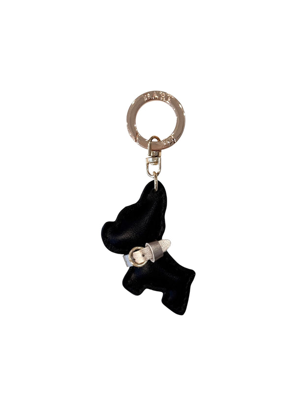 PUPPY BAG CHARM BLACK W/SPARKLED CHAMPAGNE