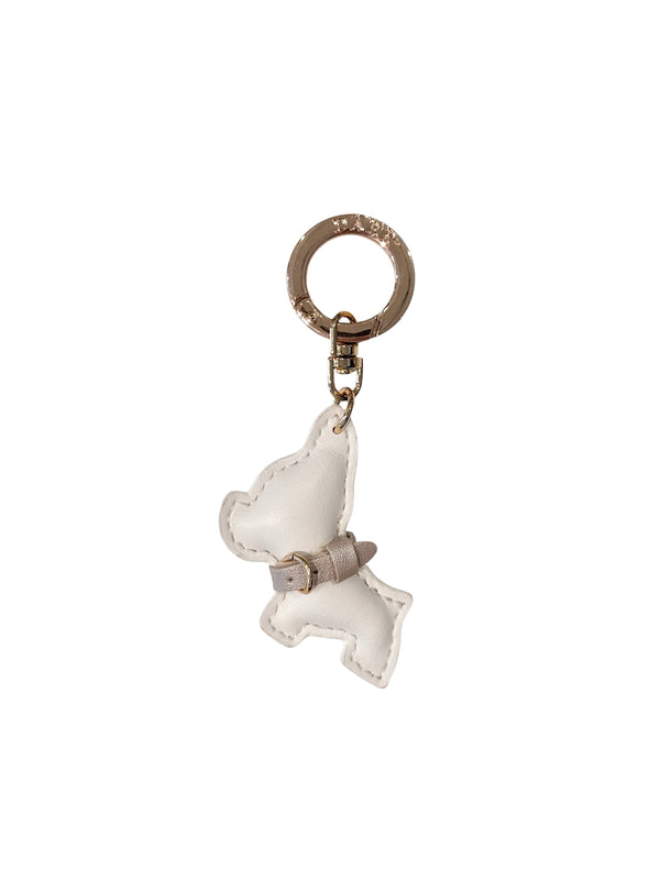 PUPPY BAG CHARM OFF WHITE W/SPARKLED SAND