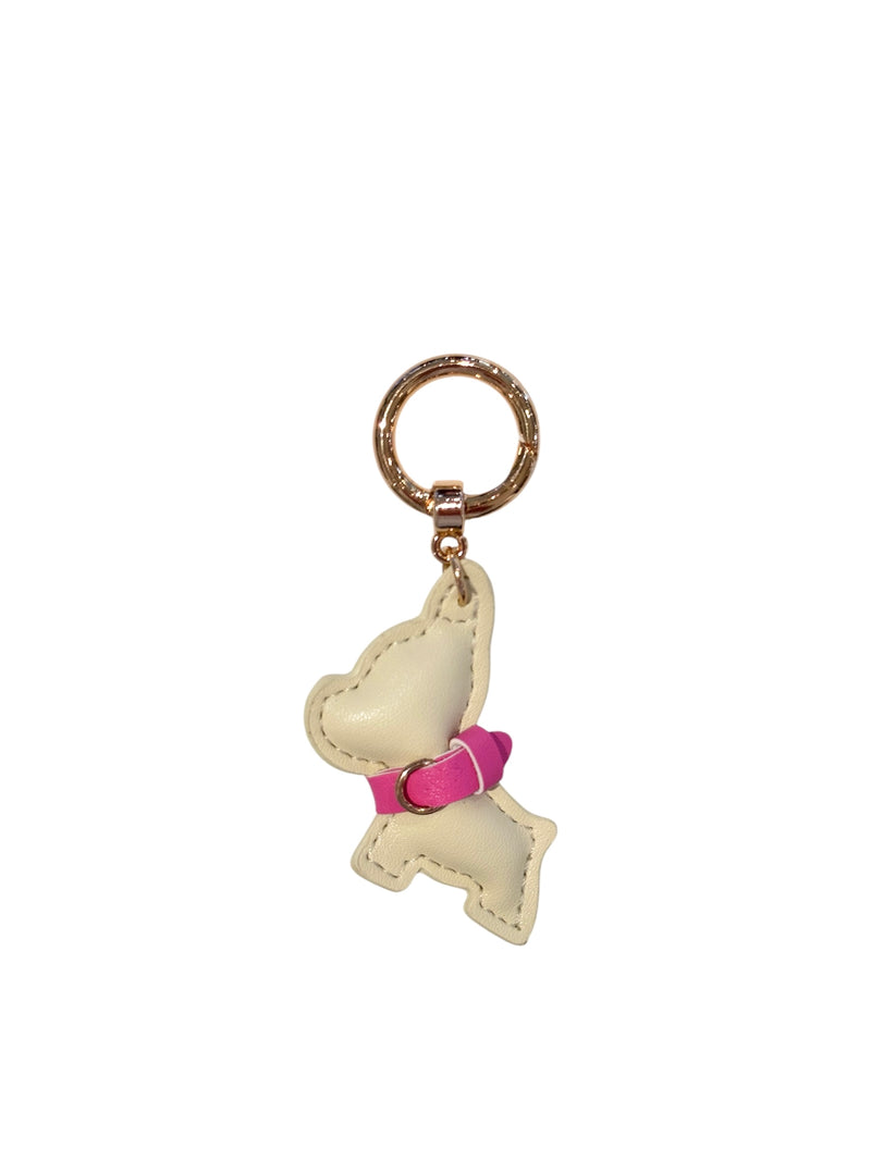 PUPPY BAG CHARM PALE YELLOW W/PINK
