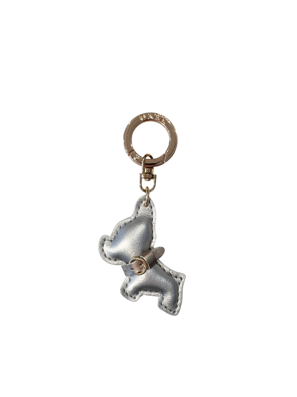PUPPY BAG CHARM SILVER W/SPARKLED CHAMPAGNE