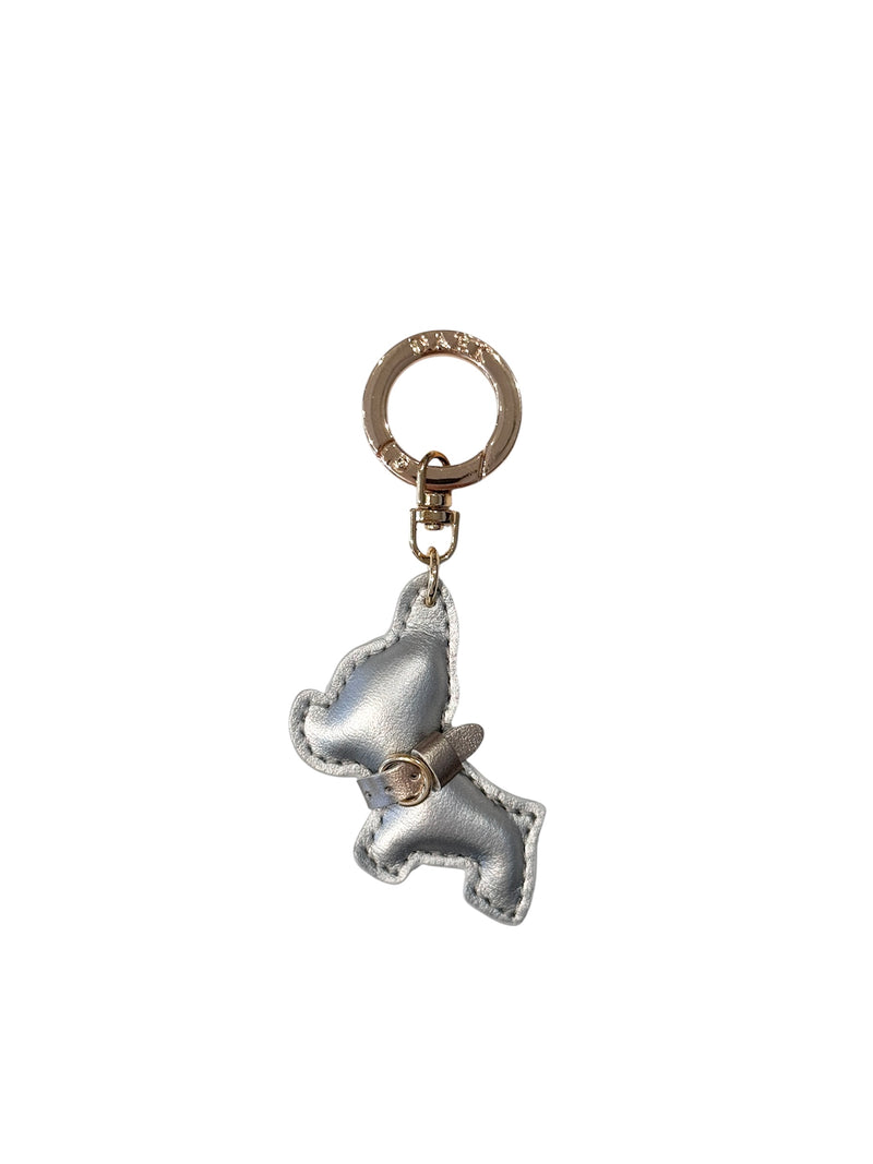 PUPPY BAG CHARM SILVER W/SPARKLED CHAMPAGNE