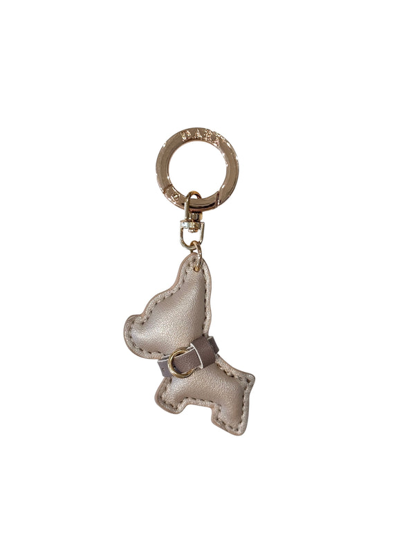 PUPPY BAG CHARM SPARKLED SAND W/WARM TAUPE