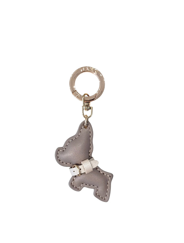 PUPPY BAG CHARM WARM TAUPE W/SPARKLED SAND