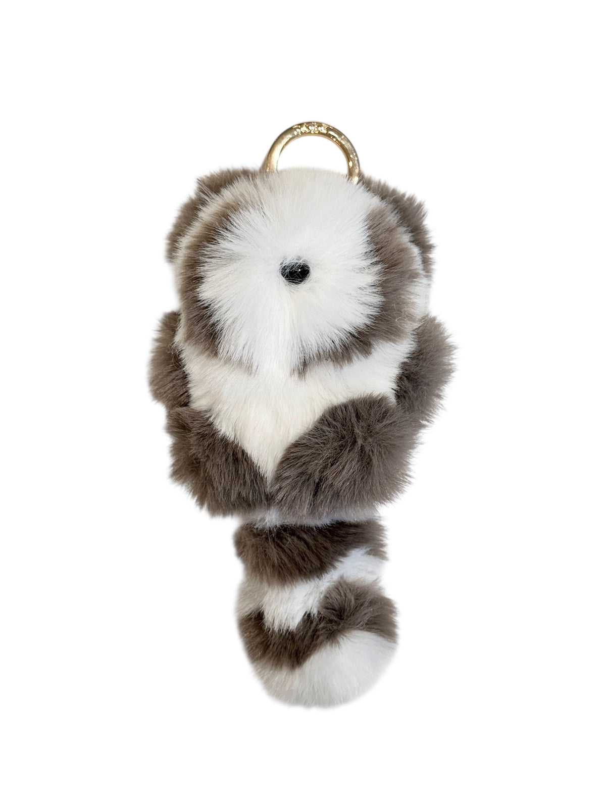 RACCOON BAG CHARM OFF WHITE W/WARM TAUPE