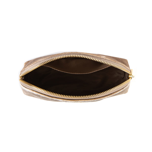 VELVET MAKE-UP POUCH SMALL SPARKLED CHAMPAGNE