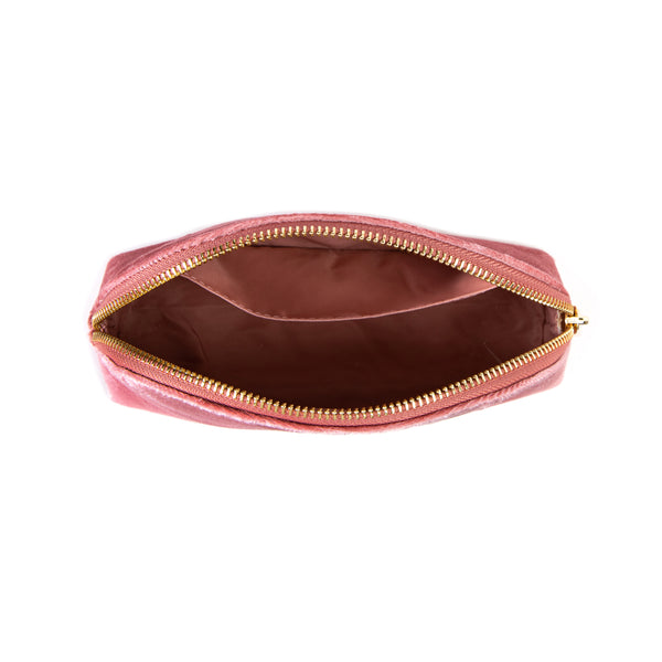 VELVET MAKE-UP POUCH SMALL SPARKLED ROSE