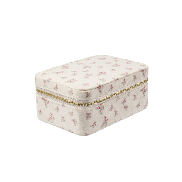 VELVET JEWELLERY BOX SAND BUTTERFLY PATTERN