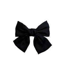 SOFT SATIN BOW HAIR CLIP BLACK