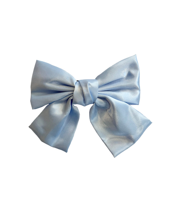 SOFT SATIN BOW HAIR CLIP LIGHT BLUE