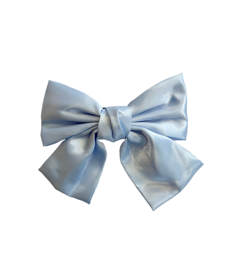 SATIN BOW HAIR CLIP LIGHT BLUE