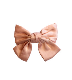 SATIN BOW HAIR CLIP PALE ROSE